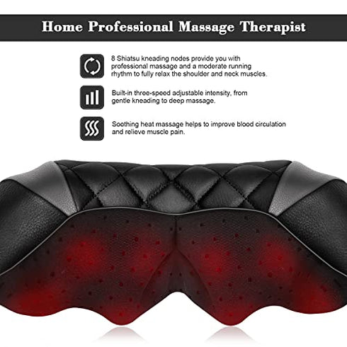 Fathers Day Gifts, Shiatsu Neck and Shoulder Massager, Back Massager with Heat